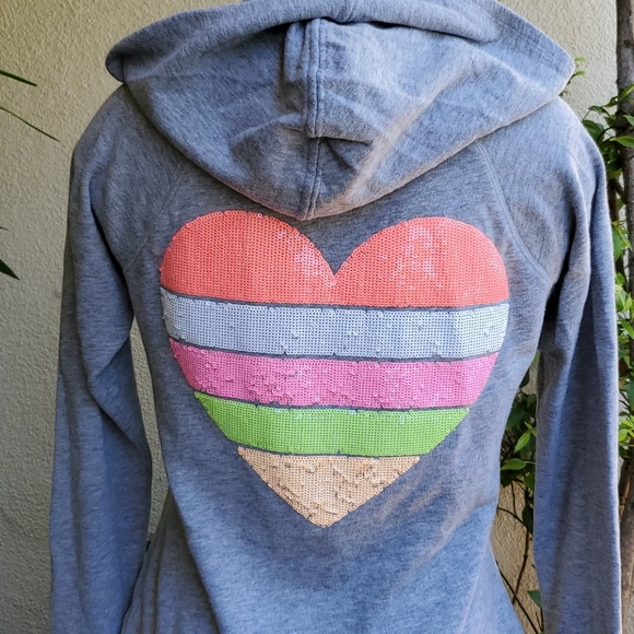 Victoria secret PINK with sequined heart sweatshirt hoodie - Picture 5 of 9